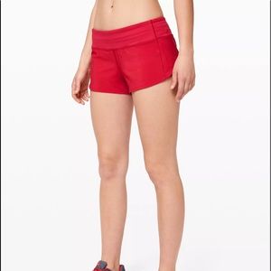 Red lululemon shorts 2.5inch